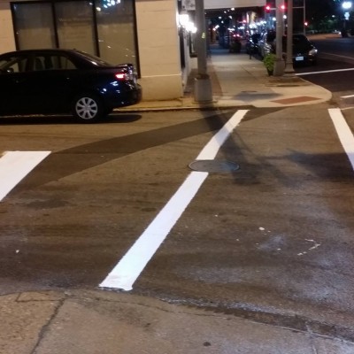 Roanoake Thermoplastic Crosswalks and Stop Bars Before and After