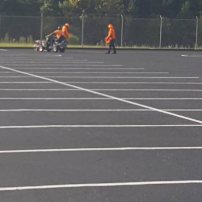 Putting lines down in Charleston, SC for parking at the Charleston International Airport