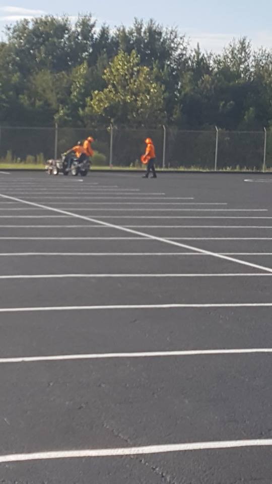 Putting lines down in Charleston, SC for parking at the Charleston International Airport