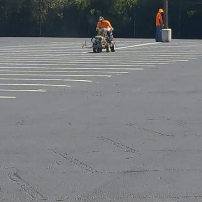 Putting lines down in Charleston, SC for parking at the Charleston International Airport