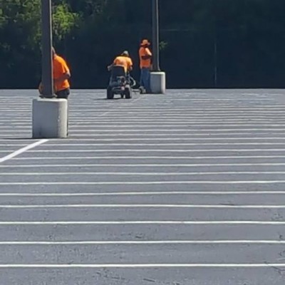 Putting lines down in Charleston, SC for parking at the Charleston International Airport