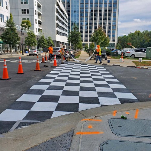 Winners Flag Crosswalk, North Hills, Raleigh NC Job Photos