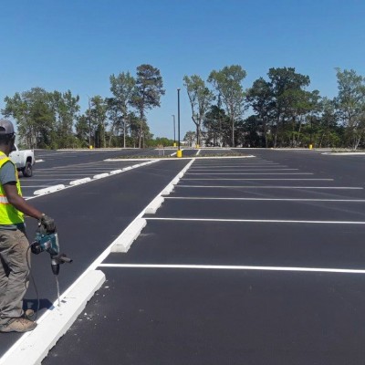 Line-Striping, Signage and Bollards for Large Distribution Center in Kinston, NC