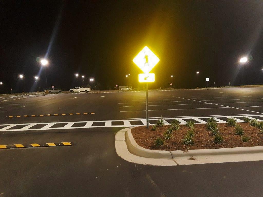 Line Striping, Signage and Bollards for Amazon Kinston, NC IWC