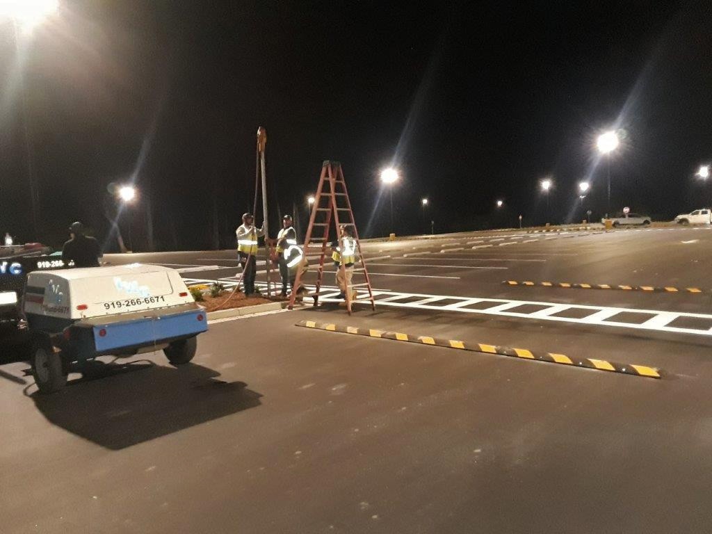 Line Striping, Signage and Bollards for Amazon Kinston, NC IWC