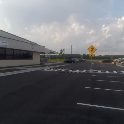 Line-Striping, Signage and Bollards for Large Distribution Center in Kinston, NC