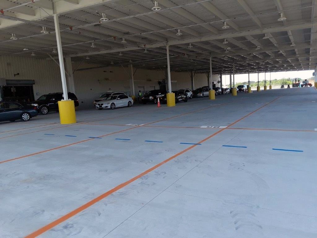 Line Striping, Signage and Bollards for Amazon Kinston, NC IWC Sealcoating linestriped