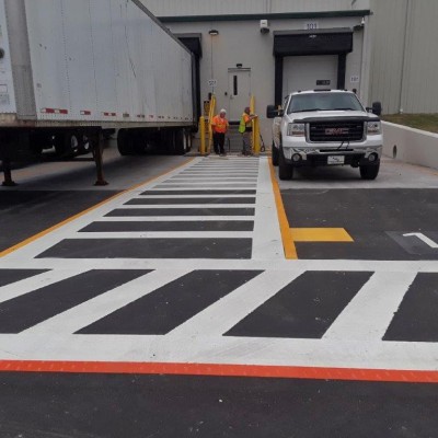 Line-Striping, Signage and Bollards for Large Distribution Center in Kinston, NC