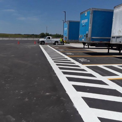 Line-Striping, Signage and Bollards for Large Distribution Center in Kinston, NC