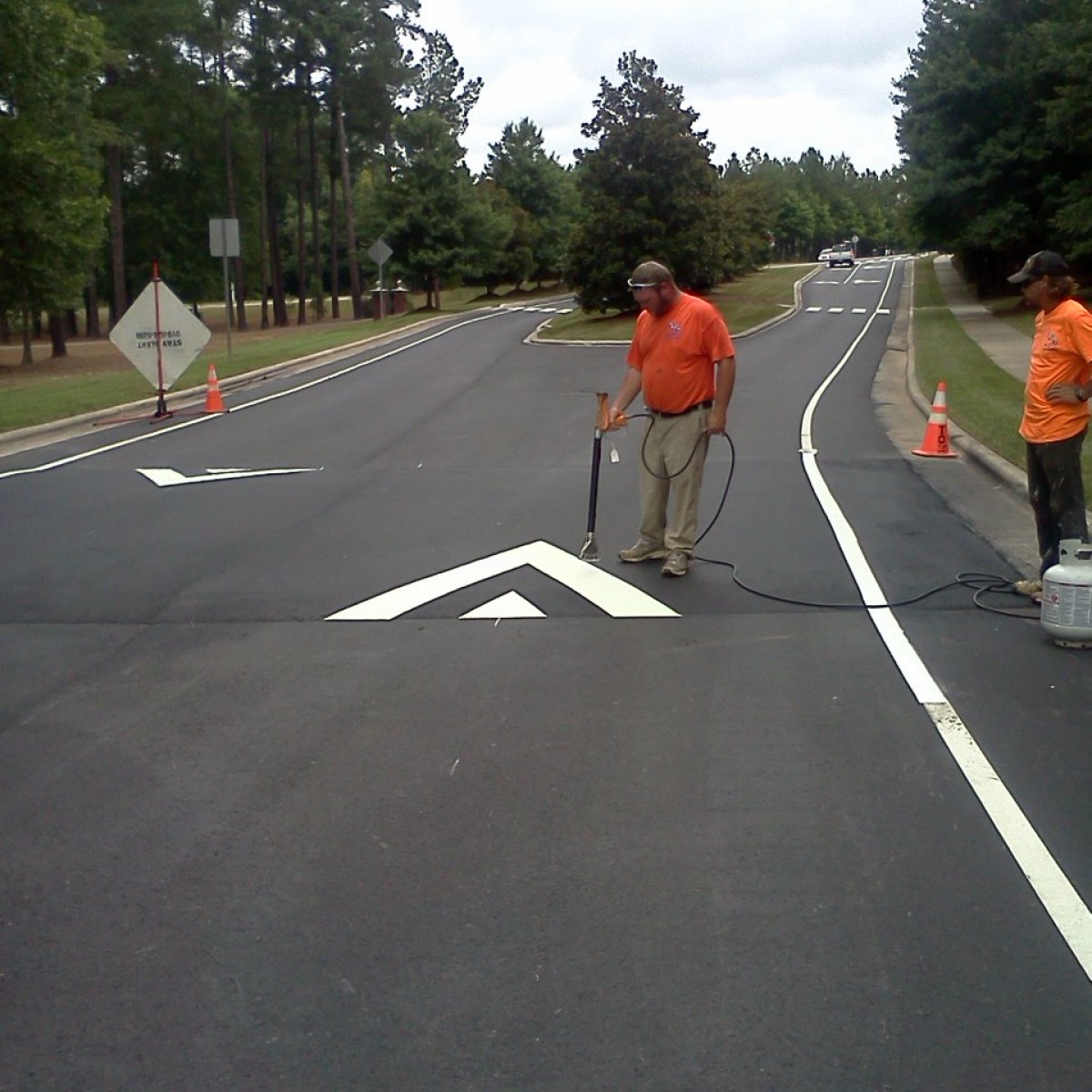 Thermoplastic Preform Projects Sealcoating, Line Striping